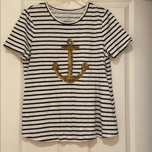 Charter club navy blue striped tee